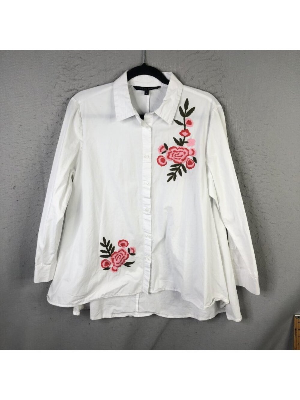 Walter Baker Shirt Womens M White Floral Embroidered Button Tunic Boho Top